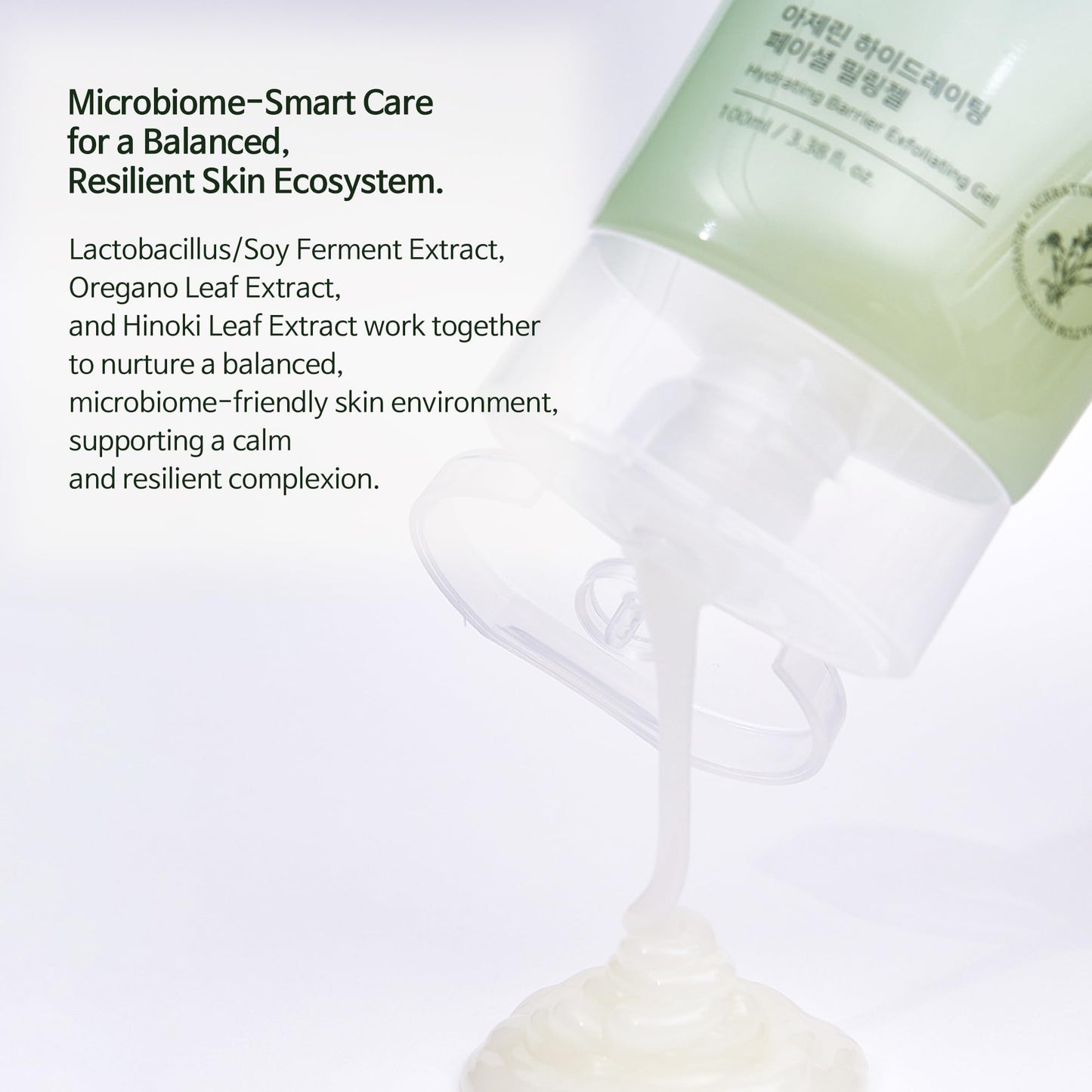 AGERIN Hydrating Barrier Exfoliating Gel – Smart Protein-Responsive Exfoliator for Sensitive Skin, Ageratum Extract, 100ml / 3.38 fl.oz.