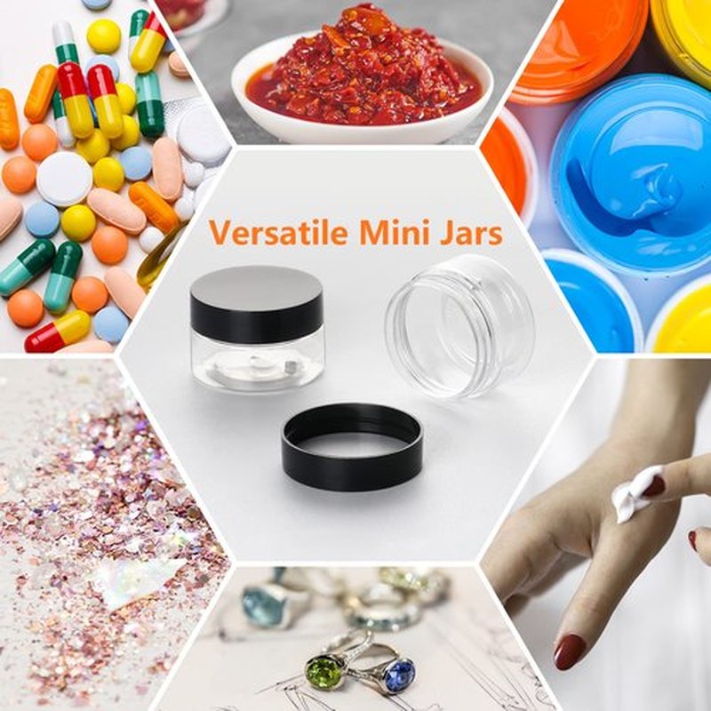 1oz Containers with Lids 28Pack, Jaisie.W 1 oz Plastic Containers with Lids- Clear Refillable Cosmetic Small Plastic Containers with Black Screw Lid for Liquid and Solid Products (1 oz, 28Pack)