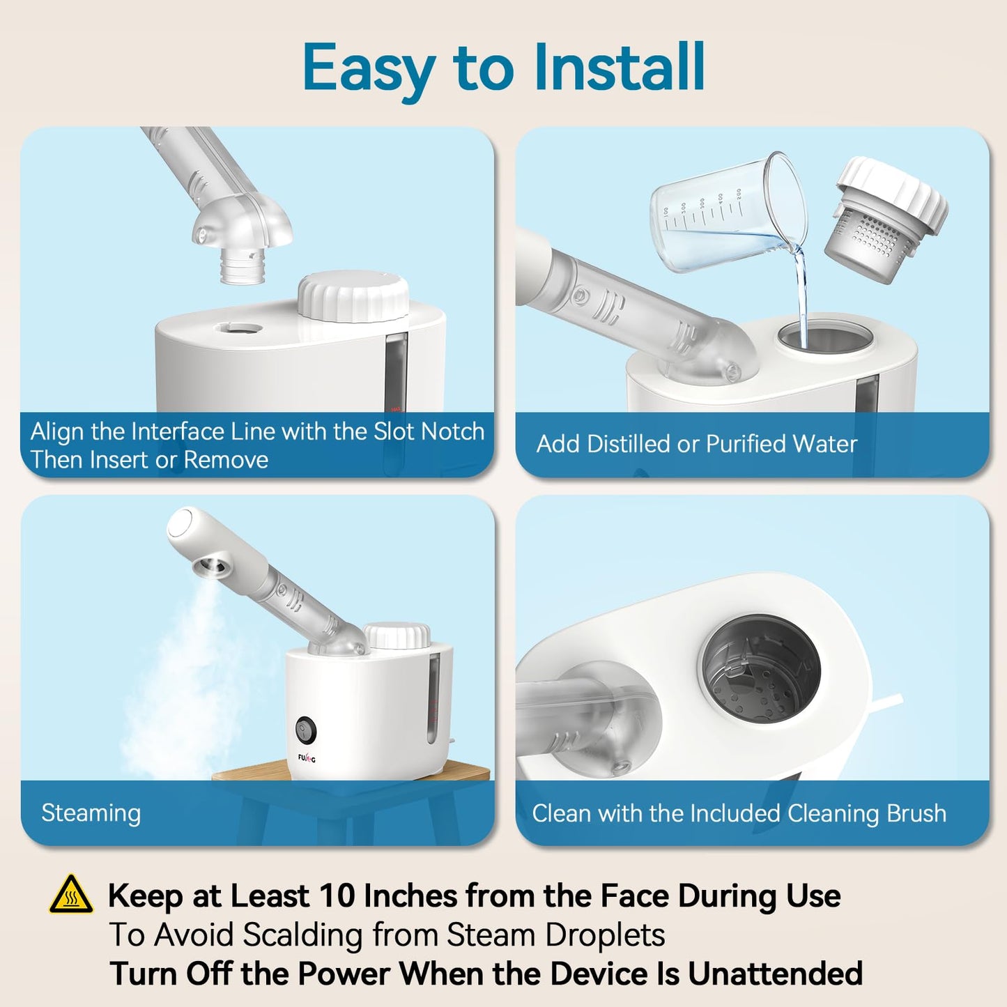 Fulog Facial Steamer Nano Ionic Face Steamer with 360° Rotating Arm, Esthetician Facial Steamer for Deep Cleaning, Portable Spa Facial Machine for Home Salon