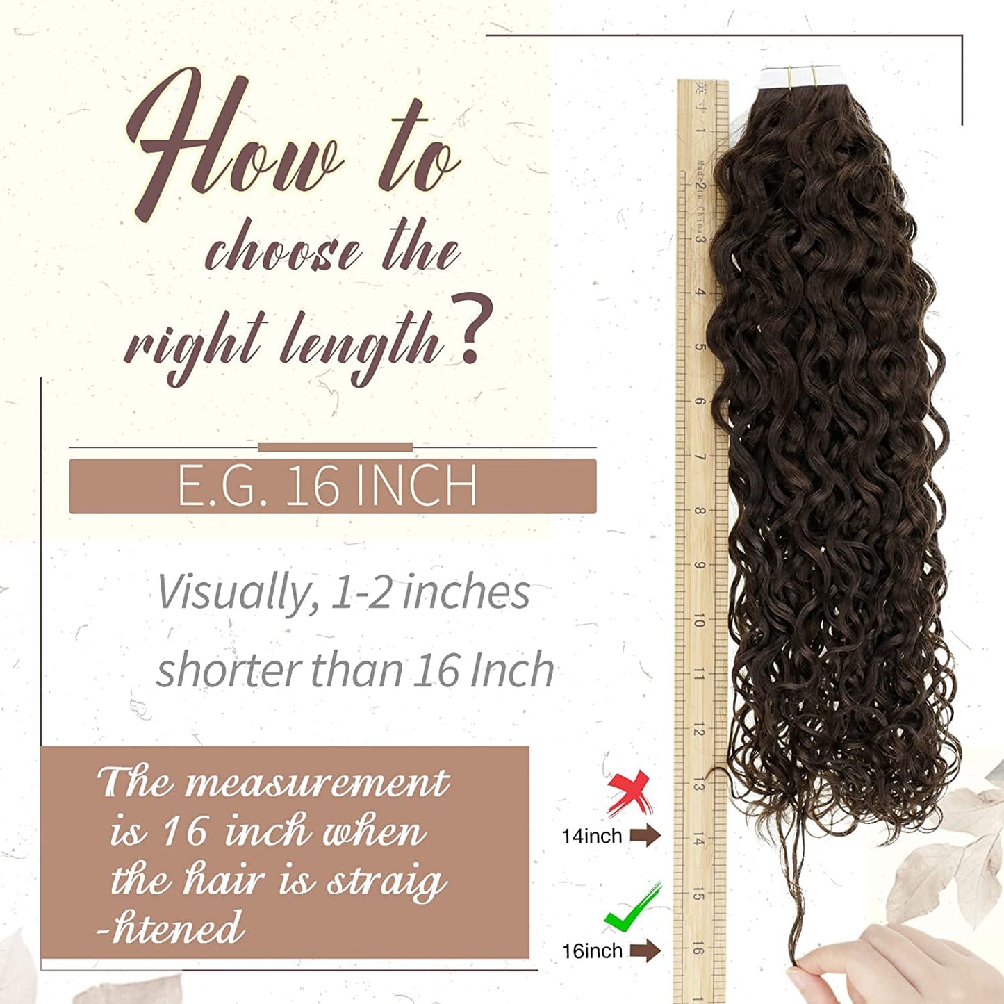 RUNATURE Curly Tape ins Human Hair Extensions 14 Inch Medium Borwn Tape in Hair Extensions Human Hair Curly Skin Weft Curly Human Hair Tape in Extensions for Women Natural Wave Double Sided 50g 20pcs