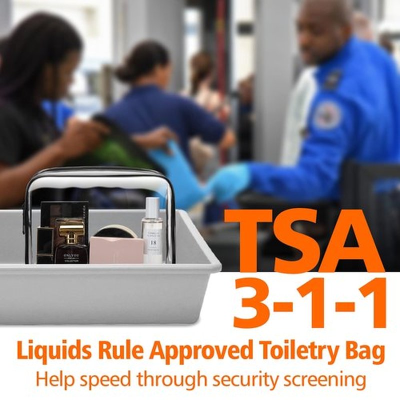 PACKISM Clear Toiletry Bag - 3 Pack TSA Approved Toiletry Bag Quart Size Bag, Travel Makeup Cosmetic Bag for Women, Carry on Airport Airline Compliant Bag, Black