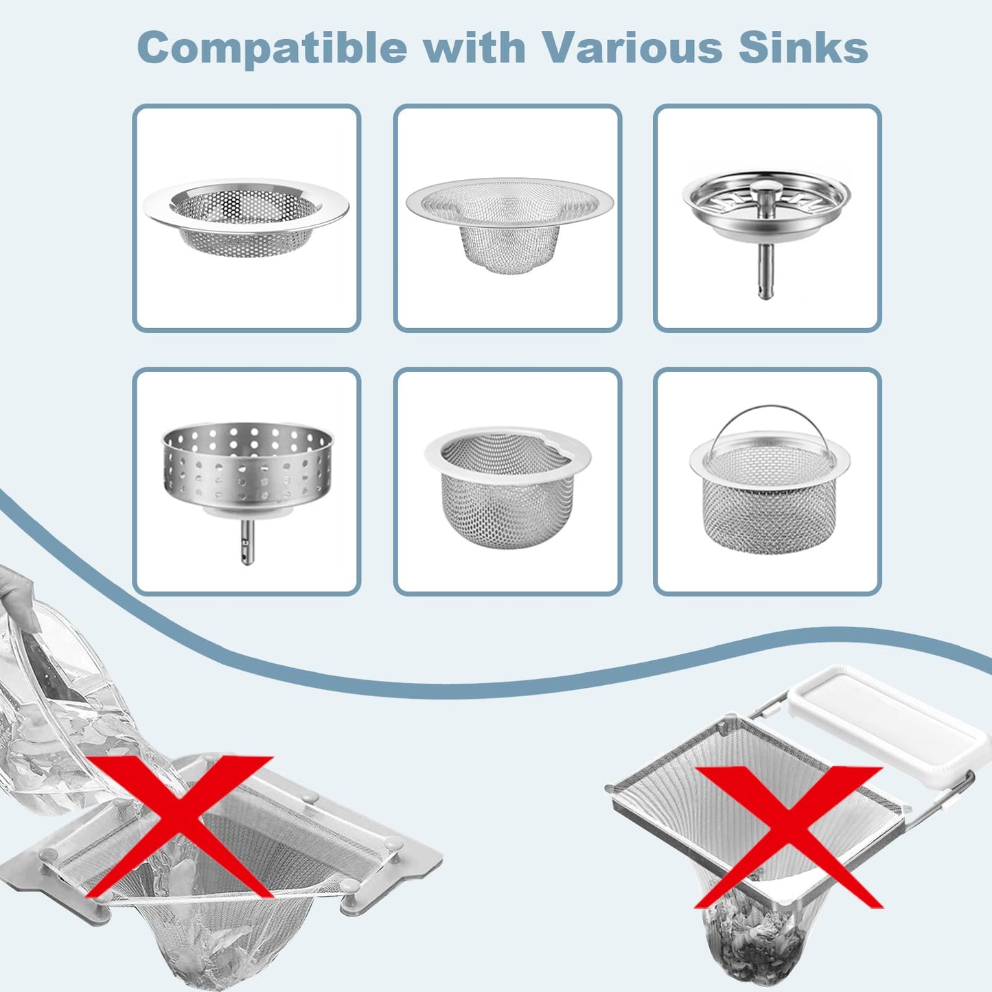 200 PCS Kitchen Mesh Sink Strainer, Disposable Sink Strainer Covers, Drain Nets for Kitchen Sink for Collecting Kitchen Food Waste Leftover Garbage