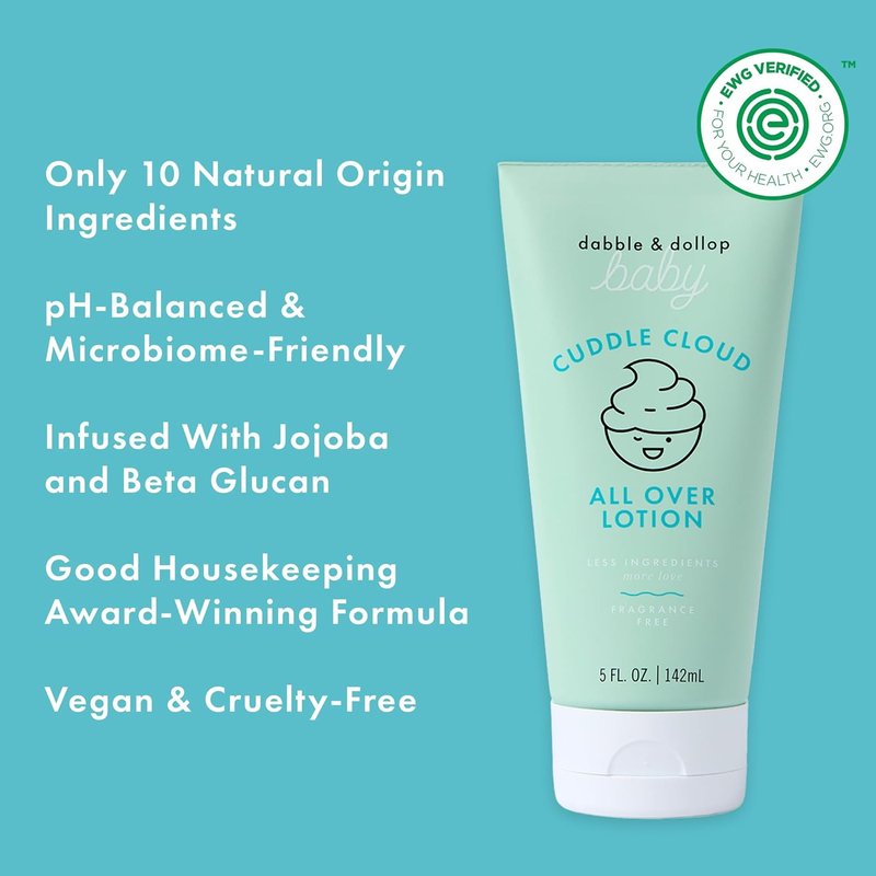 Dabble & Dollop Baby All Over Lotion - Fragrance-Free Moisturizer for Sensitive Skin | Lightweight Hydrating Cream (5 fl oz)