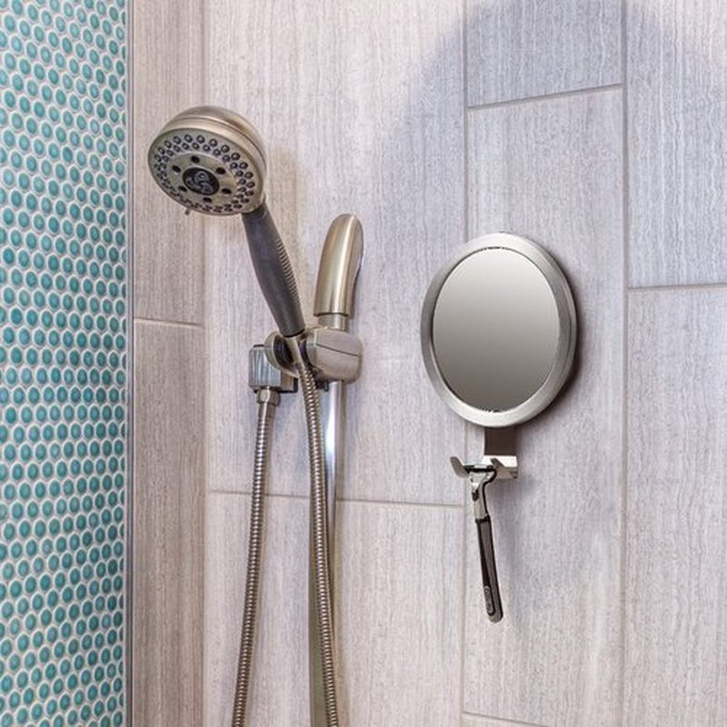 Ettori Shower Mirror Fogless for Shaving with Razor Holder, Powerful Lock Suction Fogless Mirror for Shower