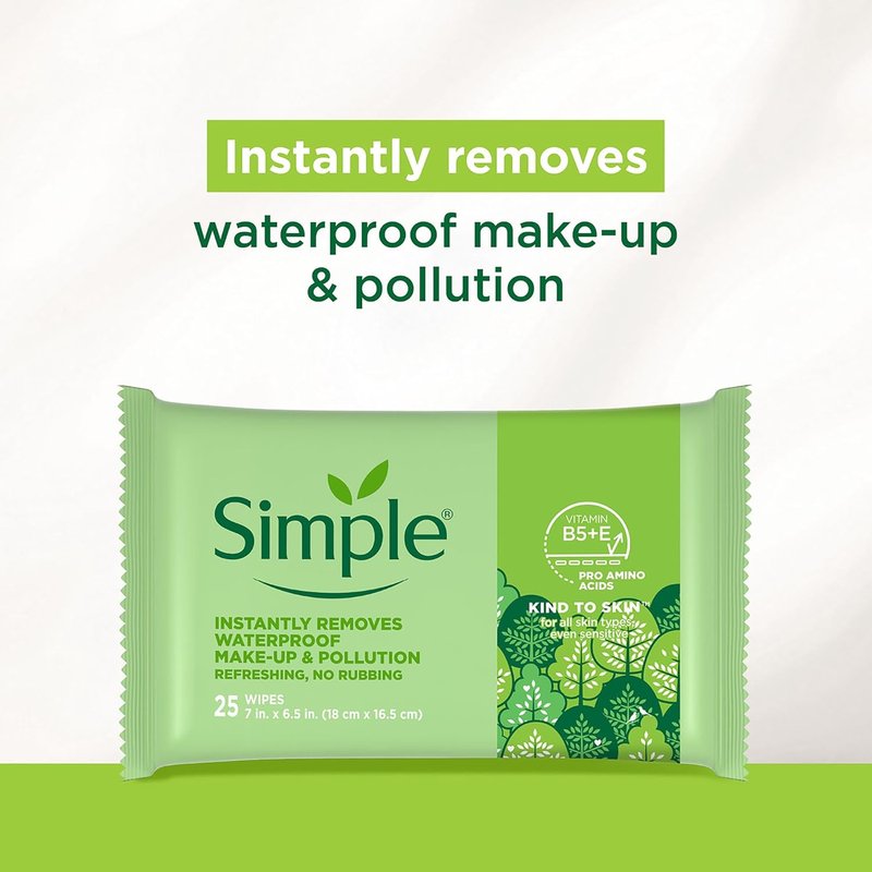 Cleansing Makeup Remover Wipes - Vegan Facial Cleanser with Vitamin B5 & E | Removes Waterproof Makeup - 4 Pack
