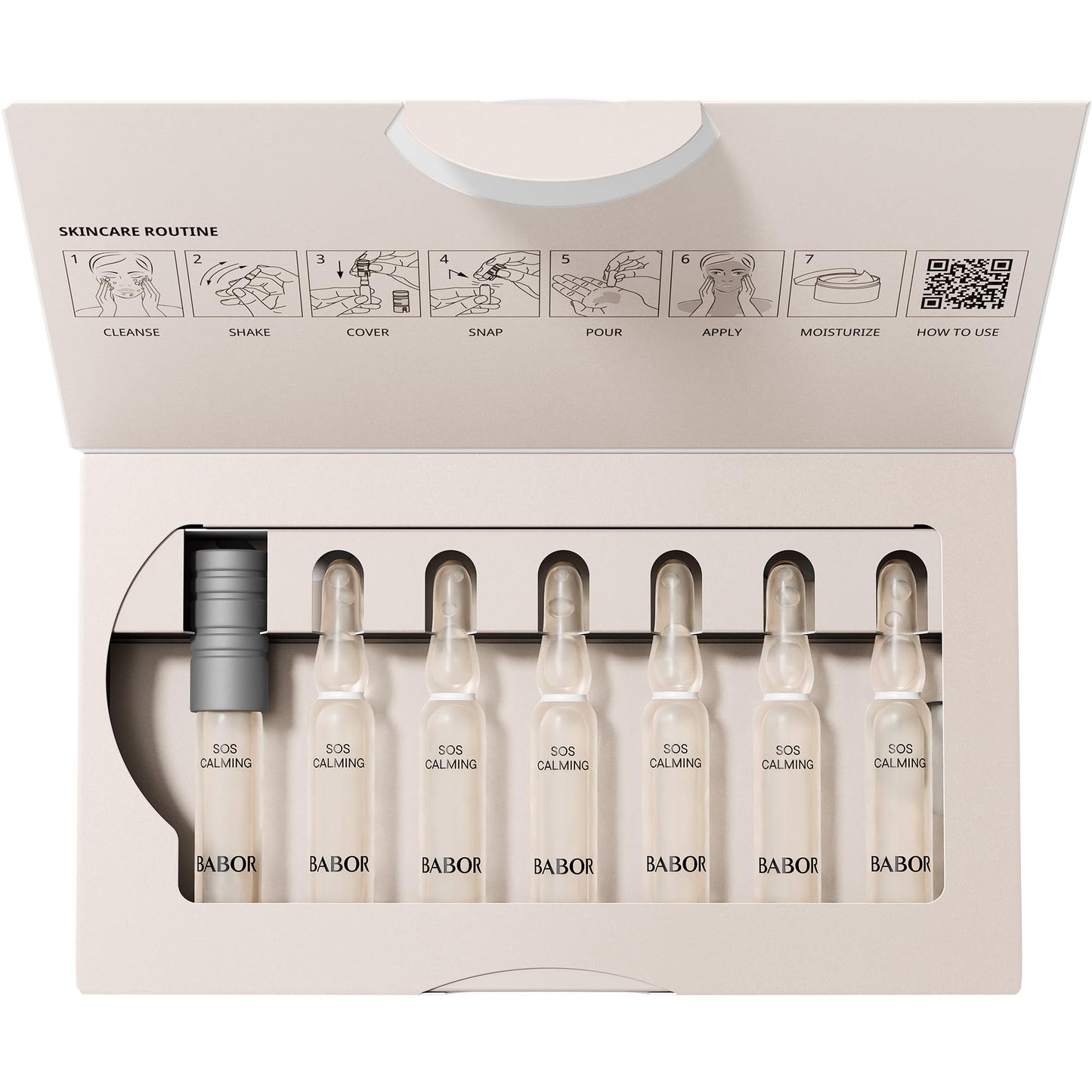 BABOR SOS Calming Ampoule Serum Concentrates, Soothing Serum to Treat Irritated Skin, Reduce Redness and Strengthen Skin Barrier, 7 Day Treatment