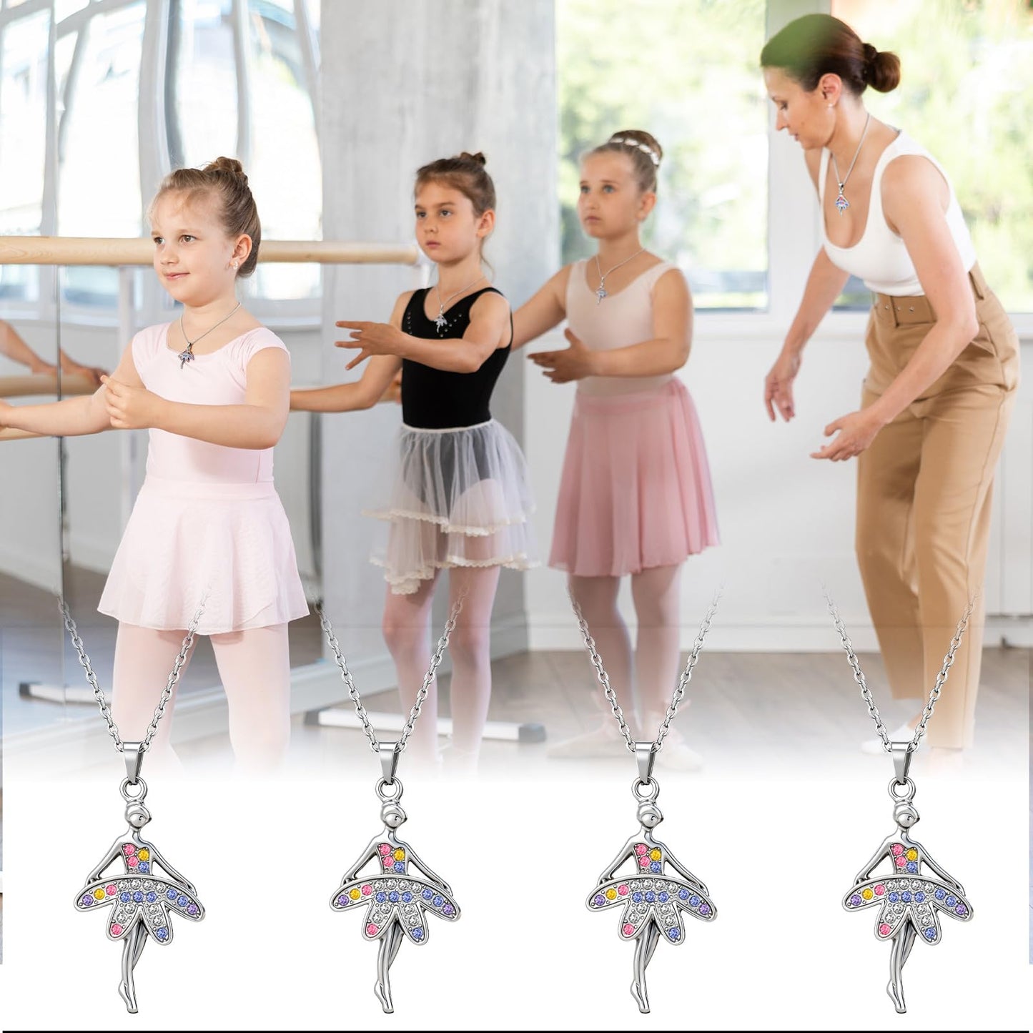 Liliaafar 24 Set Dance Recital Gifts Bulk Ballerina Gymnastic Soccer Necklace Graduation Gift for Dancer Gymnast Team Cheer Grad Party Goodie Bag Stuffer (Fresh)