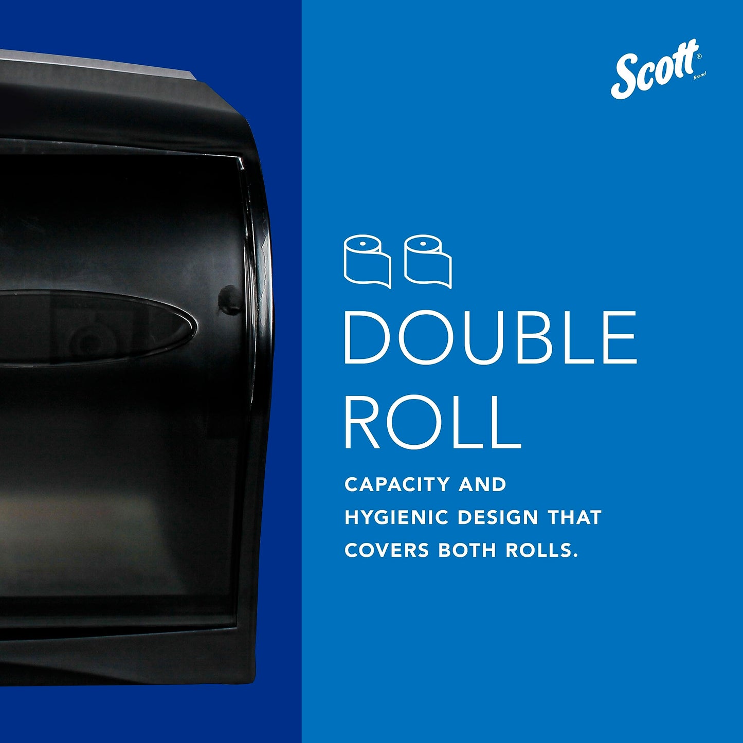 Scott Professional Coreless Standard Roll Toilet Paper Dispenser (09604), Black, Holds 2 Rolls, Wall Mounted, Commercial Grade (Qty 1)