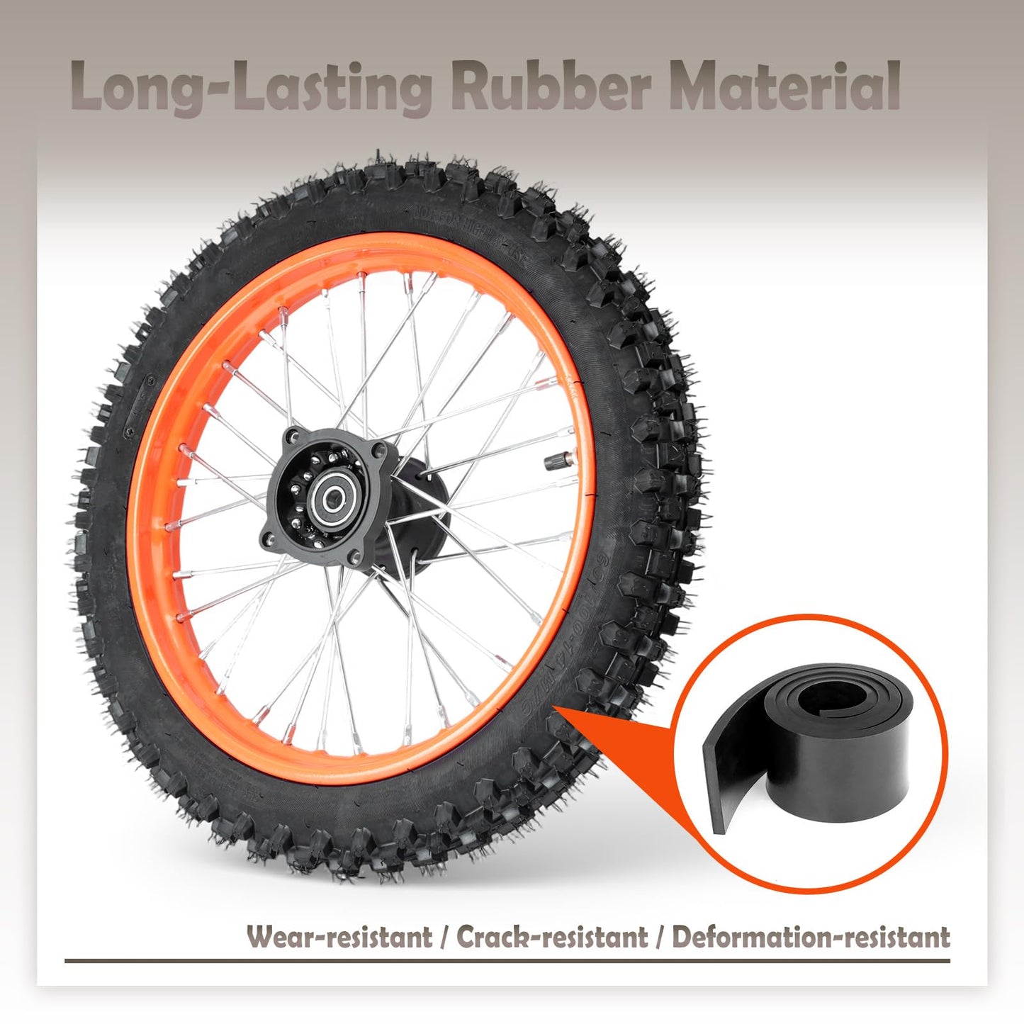 VAINELY E-Bike Front Wheel Outer Tire Accessories Compatible with Tutto Tutti Soleil 01 Electric Bikes, 60/100-14 Rubber Black