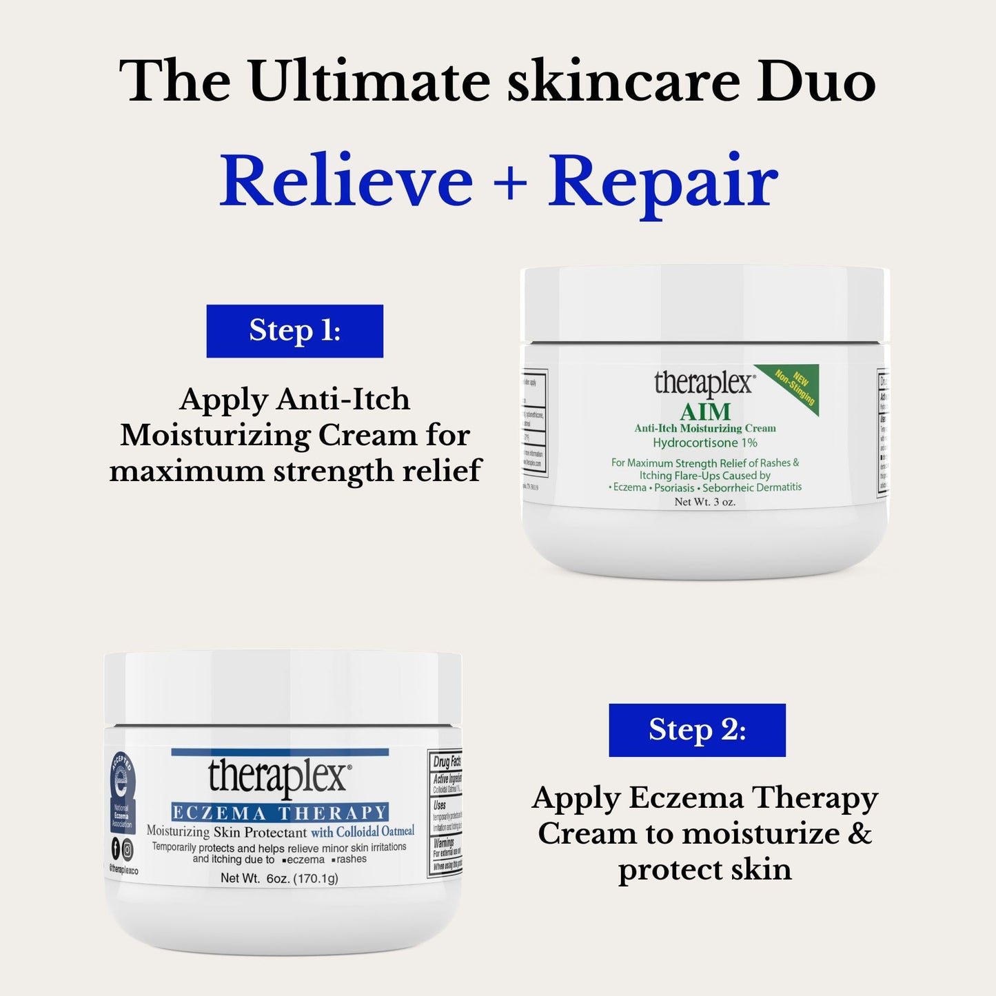 Theraplex AIM - Anti Itch Cream (2 oz) – 1% hydrocortisone for Itchy Skin Relief, moisturizing Cream for Eczema, Seborrheic Dermatitis. Safe for Kids. Relieves Itchy Skin with Maximum Strength.