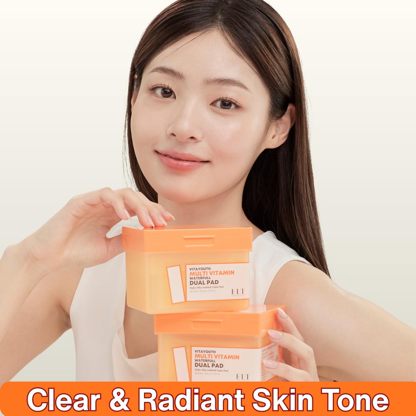 ELT Multi Vitamin Mega Dual Sized Toner Pads - 100% Vegan Certified with Niacinamide for Uneven Skin Tone - Cleansing & Deep Hydrating Dual Sided Toner Pads - Korean Skin Care, 80 Pads, Eltcosmetics