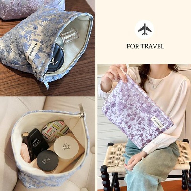 STARDW Makeup Bag for Women Travel Toiletry Bag Large Capacity Makeup Organizer Bag Flower Cosmetic Bags Zipper Pouch