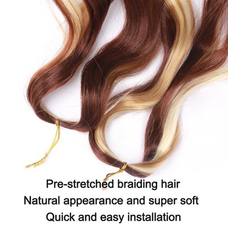 Pre Stretched Braiding Hair 20 Inch Loose Wave Crochet Braids Hair 8 packs Big wavy curly Bouncy Braiding Hair Curly Synthetic (P-27/33/613, 24inch(pack of 8))