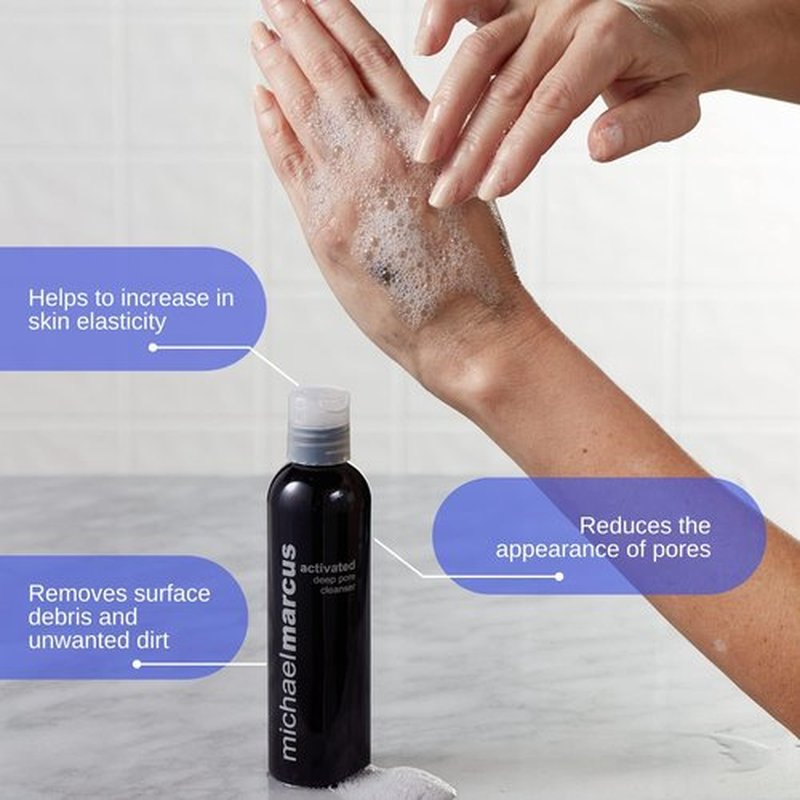 michael marcus Activated Charcoal Deep Pore Facial Cleanser with Aloe Vera & Algae Extract 4 fl oz - Refresh, Moisture & Hydrating Facial Cleanser - Cruelty-Free & Paraben-Free Cleansing Foam