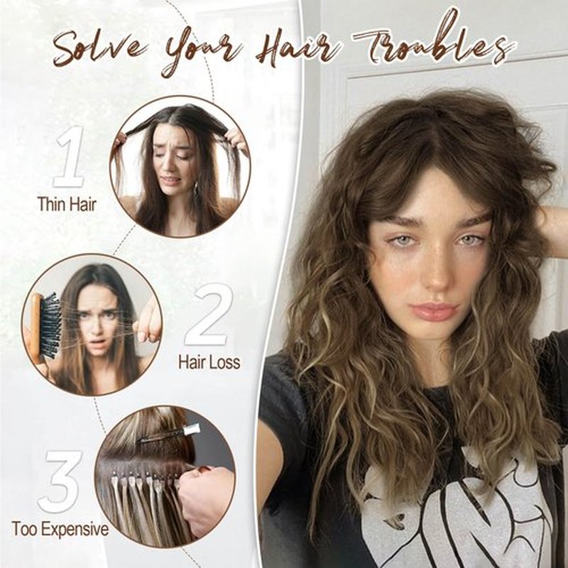 Marjorie Hair Extensions,4PCS Clip in Hair Extensions 16inch Short Curly Wavy Brown Hair Extensions Invisible Lace Weft Natural Soft Hairpieces for Women