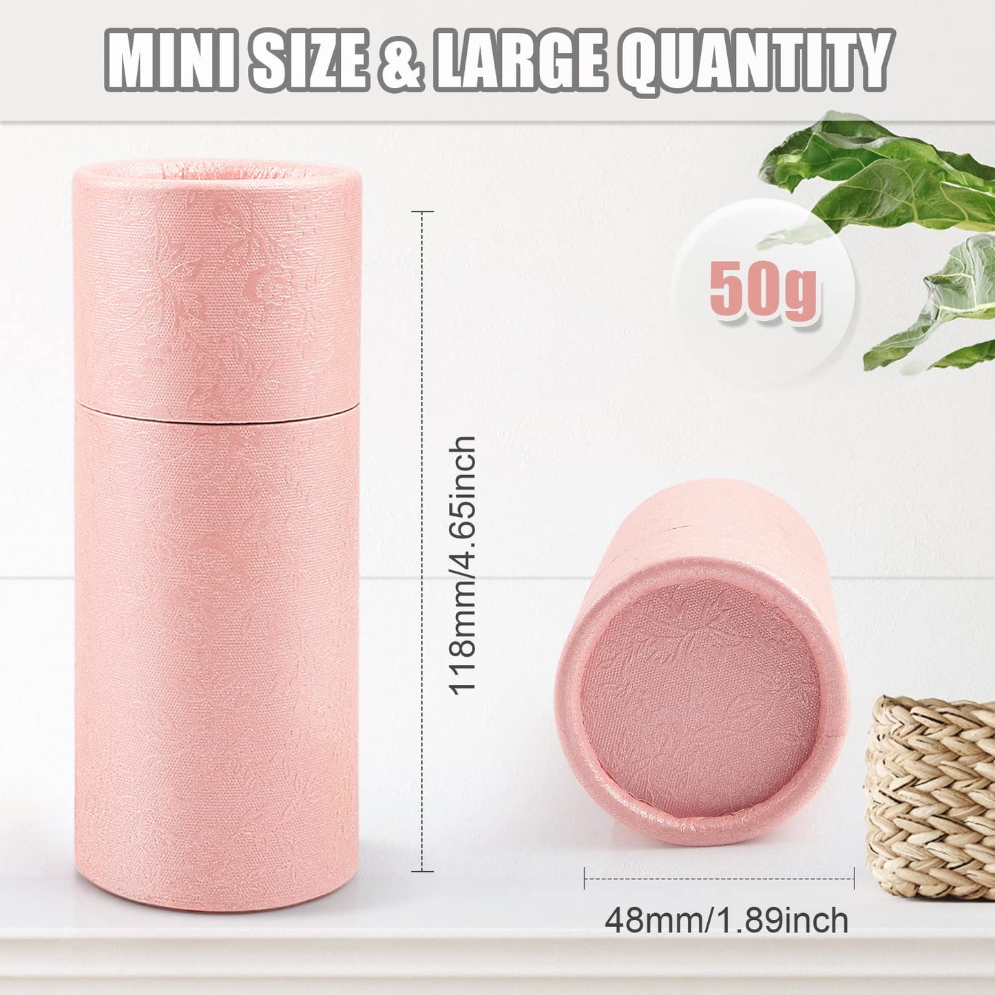 10Pcs 1.7 Oz/50ml Pink Kraft Paperboard Tubes,Empty Round Kraft Paper Cardboard Gift Packaging Tube Container for Essential Oil Bottle,Paper Tube,Pencil,Tea Coffee,Jewelry,Craft Project-Not Push Up