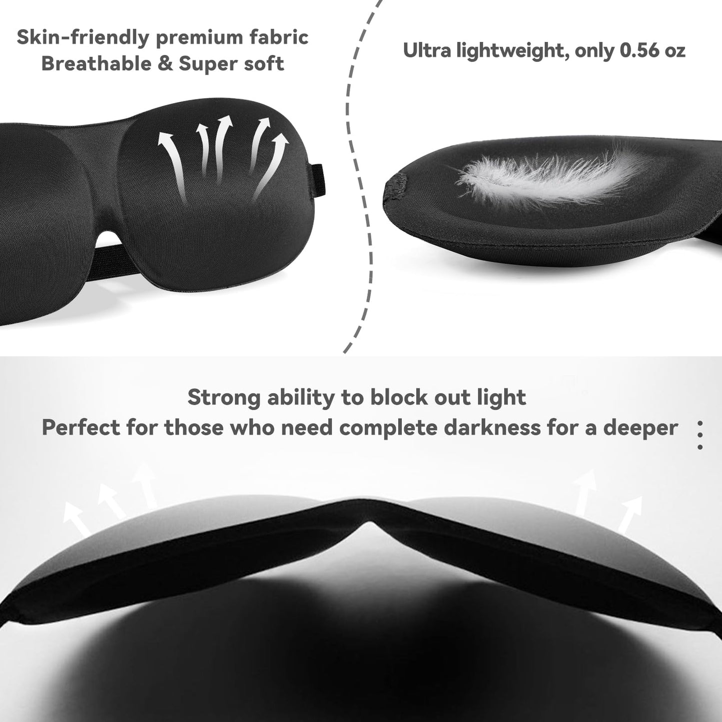 4 Pack Sleep Mask for Women and Men Adjustable Blackout 3D Eye Masks for Sleep, Blindfold with Storage Bag and Earplug for Travel Nap and Night (Black, Purple, Blue, Gray)