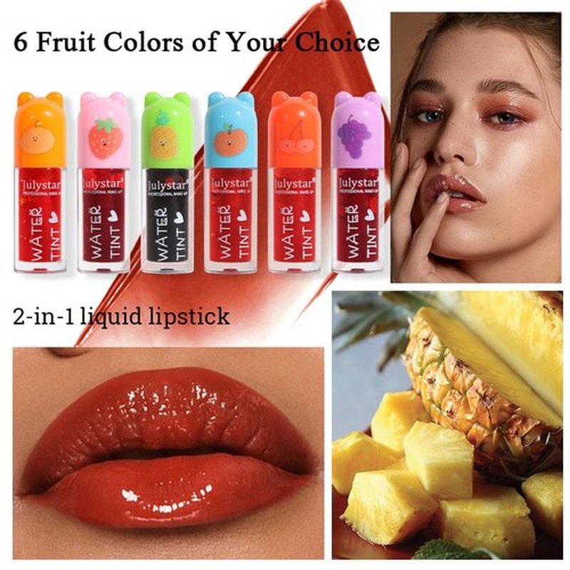 3 Colors Water Based Lip Stain Set，Dyeing Lip Liquid Lip Glaze，Multi-use Korean Moisturizing Velvet Mini Lip Glaze，Vivid Color Lip Stain with Weightless Long lasting Non-Stick Cup Waterproof