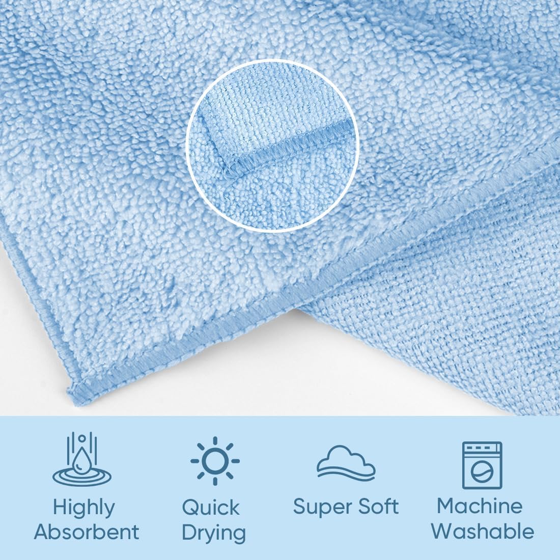 HOMEXCEL Wash Cloths, Quick Drying Face Towel for Showering, Super Absorbent Washcloths for Body Face, All-Occasion for Bathroom Gym Spa Travel, Pink/Light Blue/Green/Navy Blue