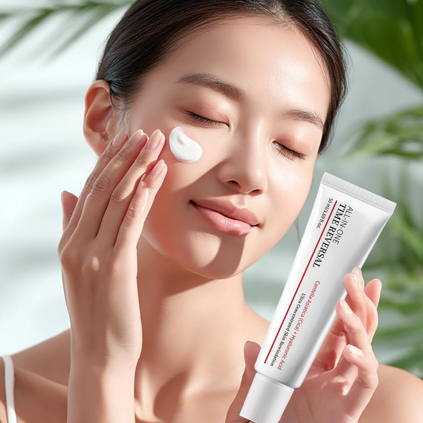 Birunwer 2PCS All-In-One Time Reverse Cream with Centella Asiatica (Cica), Deeply Moisturizes and Nourishes the Skin, Nourishing, Hydrates, Firms & Reduces Wrinkles, Collagen & Hyaluronic Acid