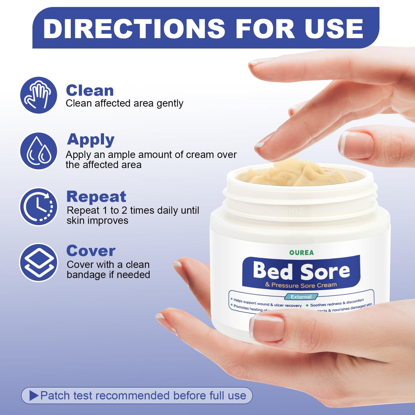 Bed Sore & Pressure Sore Cream – Gentle Skin Care for Pressure-Prone Areas, Bedridden Individuals & Elderly, Natural, Non-Greasy Ointment for Cuts, Scrapes & Sensitive Skin, Home & Nursing Use
