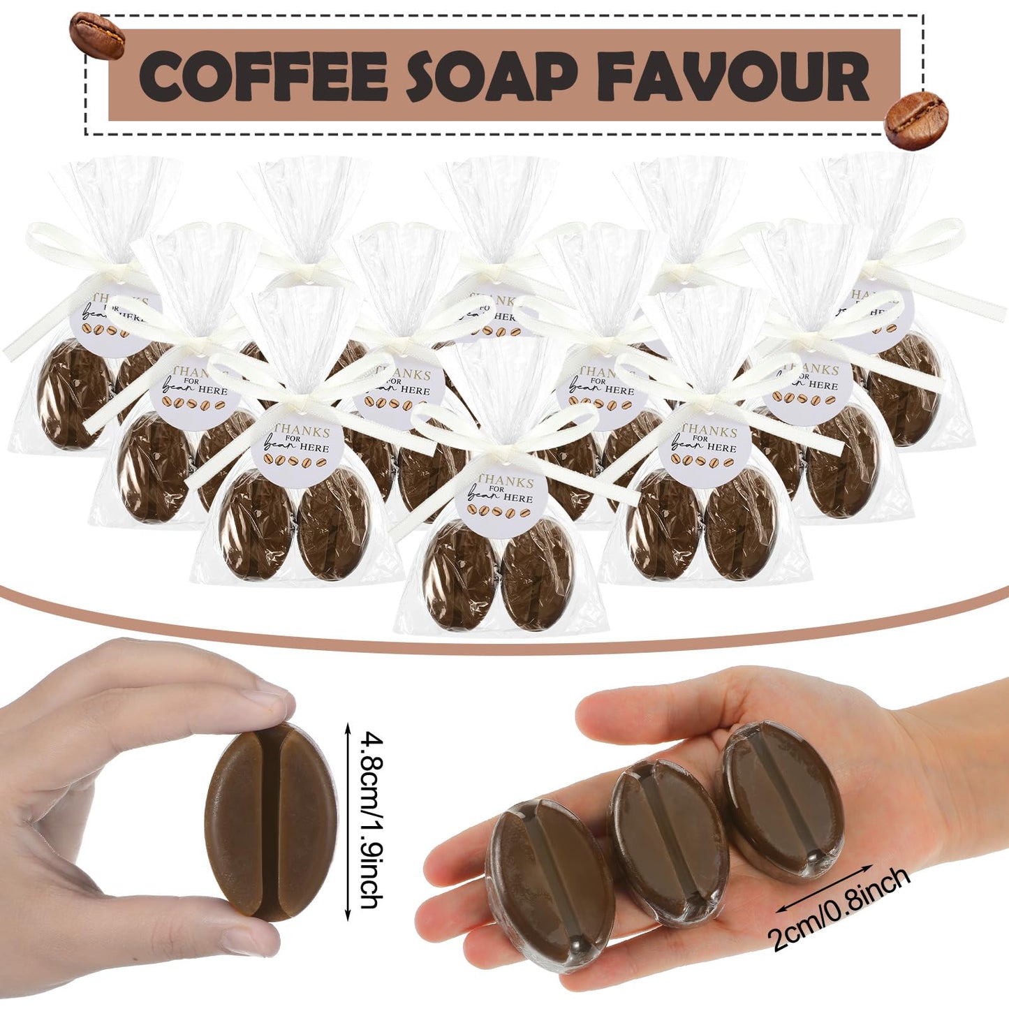 Swiffen 50 Pcs Coffee Bean Soap Baby Shower Bridal Shower Wedding Party Favors Gifts Handmade Natural Soap Favors for Guests in Bulk for Wedding Souvenirs Engagement Party