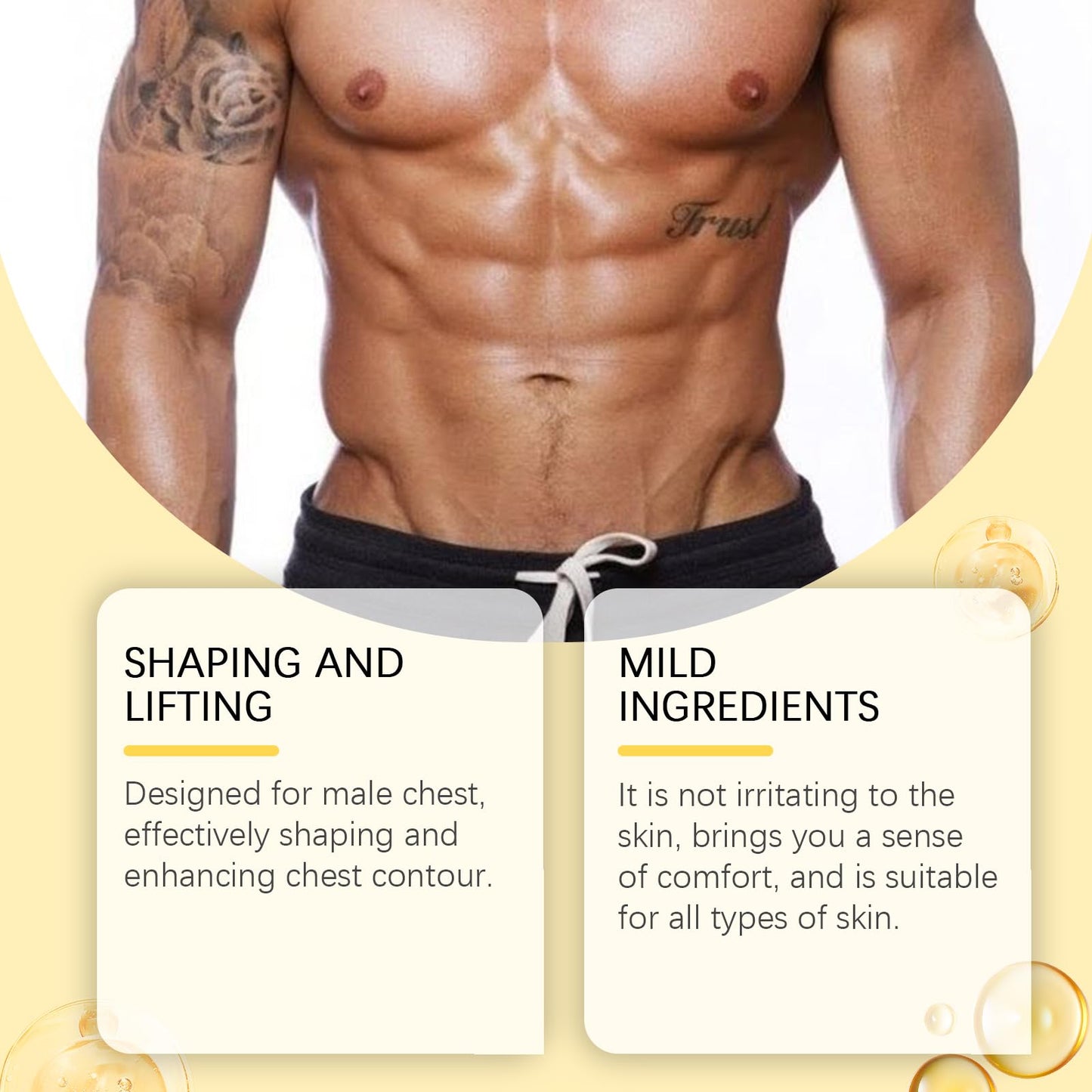 Men Therm Bee Venom Gynecomastia Heating Oil, Chest Firming Treatment with Green Tea Extract and Ginseng, 30ml/1 fl oz