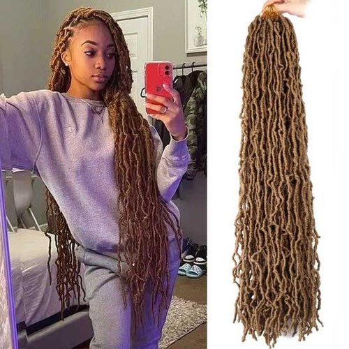 Datuoda 36 Inch Soft Locs Crochet Hair Pre looped 6 Packs Goddess Loc Hair Crochet Braids Faux Locs Crochet Hair for Black Women(36 Inch (Pack of 6), 27#)