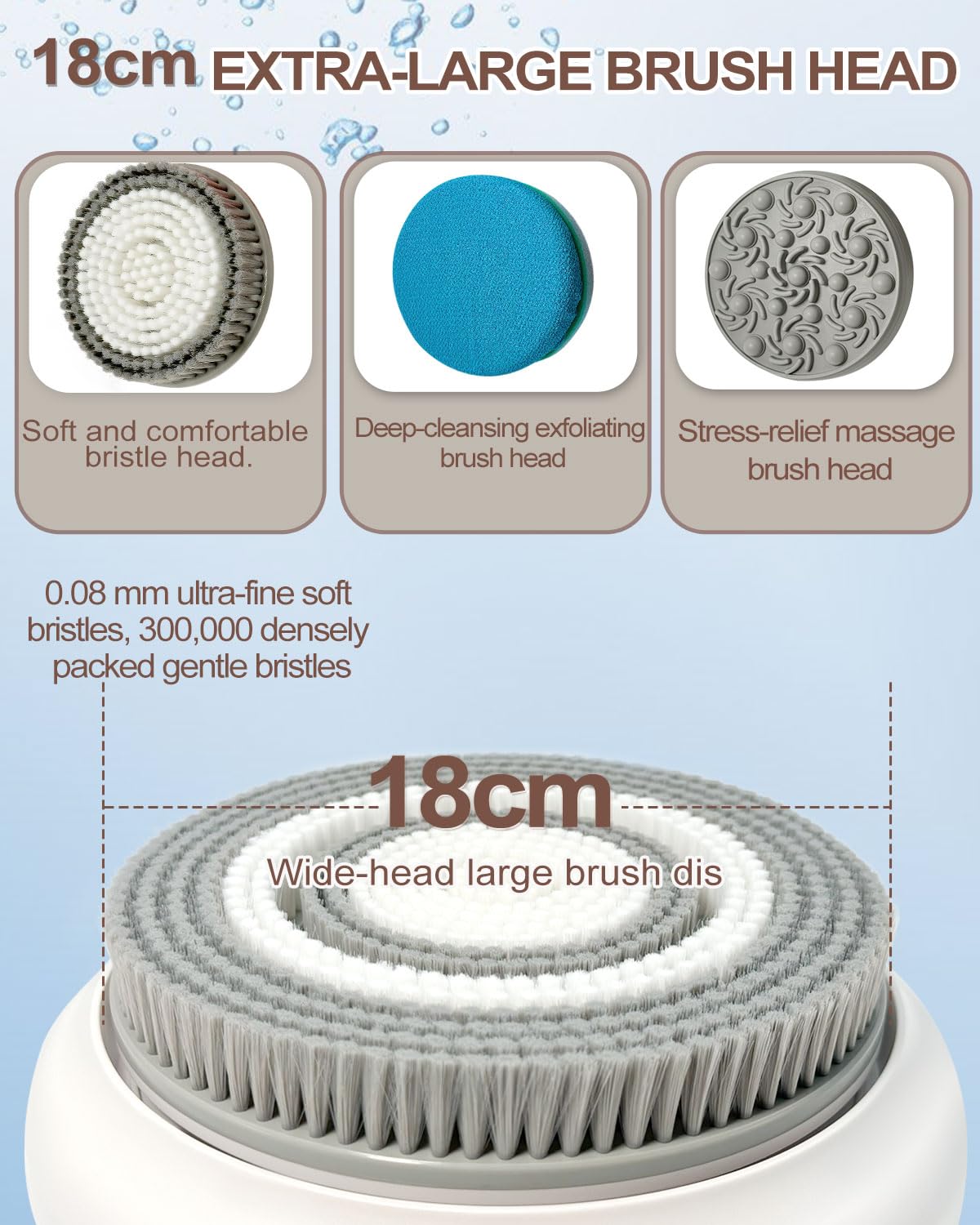 KGV Electric Shower Brush, Back Scrubber, Rechargeable Exfoliating Tool