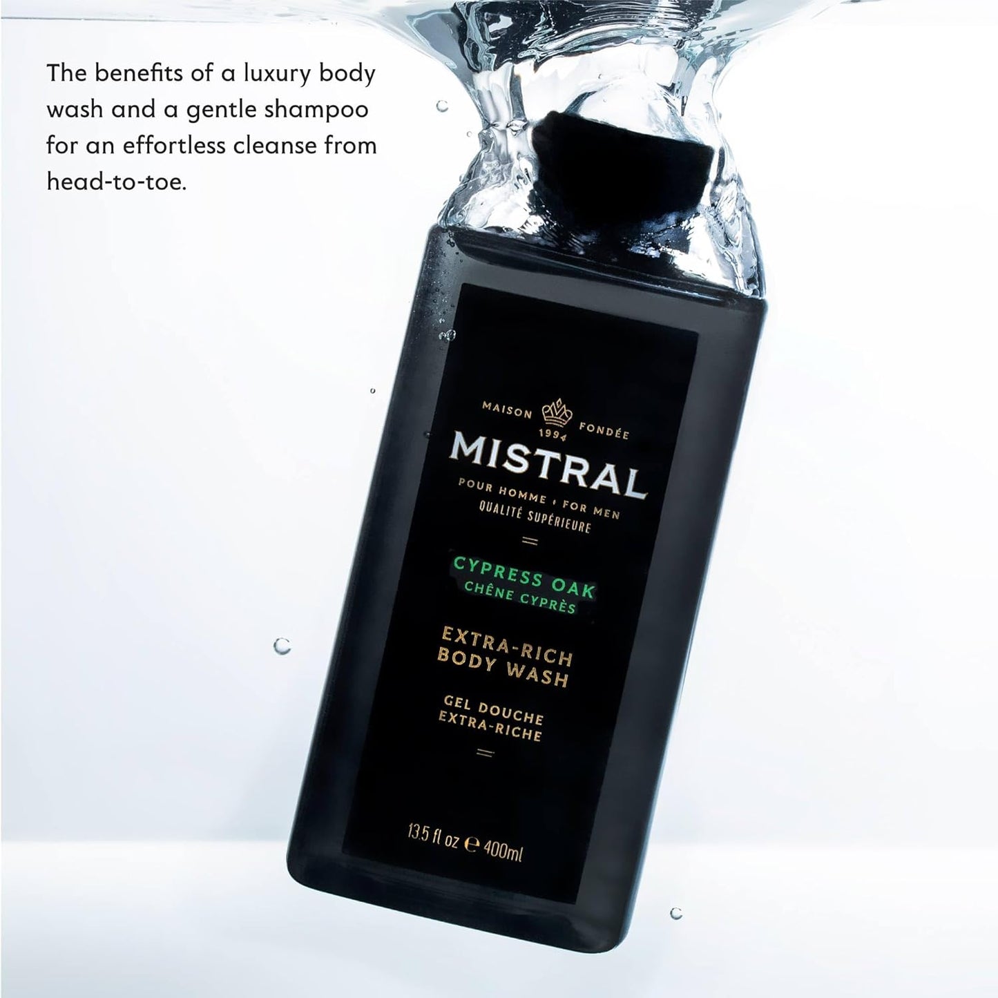 Men's 2-in-1 Body Wash & Shampoo - Black Amber, 13.5 oz | Natural, SLS & Paraben Free
