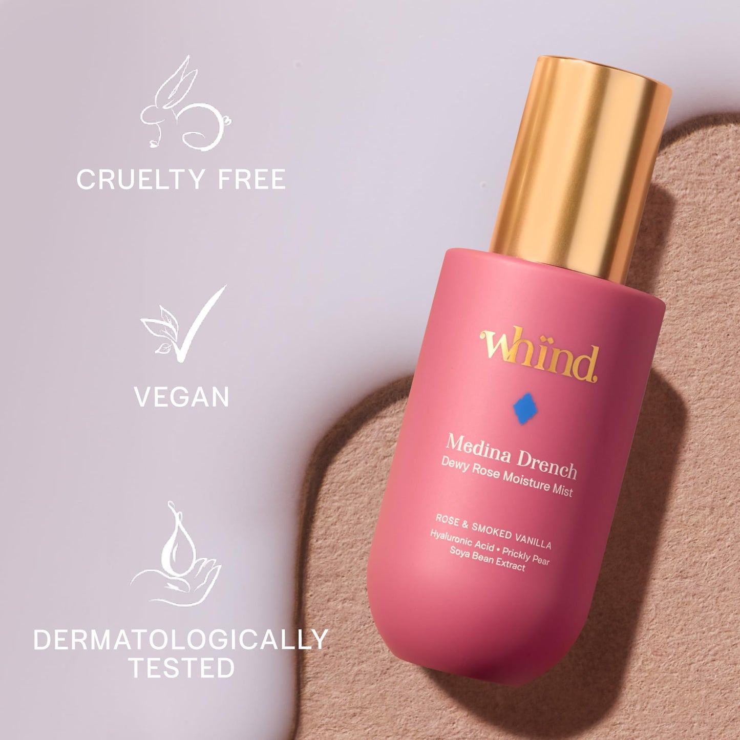 WHIND Medina Drench Dewy Rose Body Mist – Lightweight Hydrating Spray with Hyaluronic Acid, Glycerin & Aloe for 72-Hour Hydration & a Refreshing Rose Floral Scent – 150ml