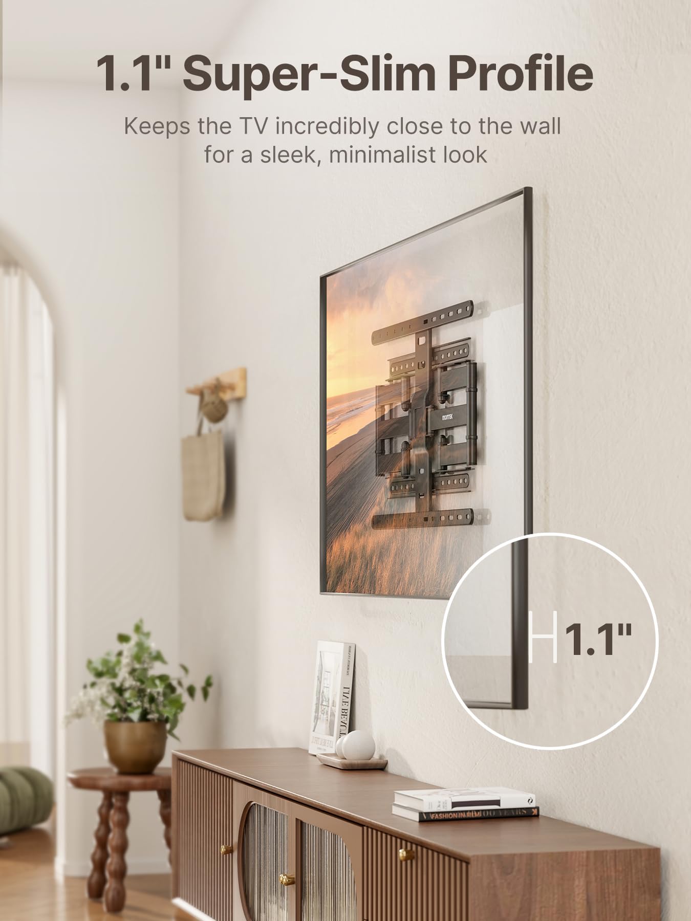 monTEK 1.1-Inch Ultra Slim Full Motion TV Wall Mount for 43-90 Inch TVs