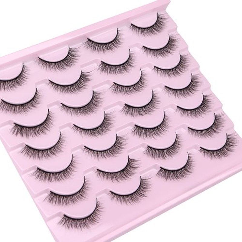 Natural Lashes 10mm Wispy False Eyelashes Natural Look Faux Mink Wispies Eyelashes Fluffy Strip Lashes Pack by Kiromiro