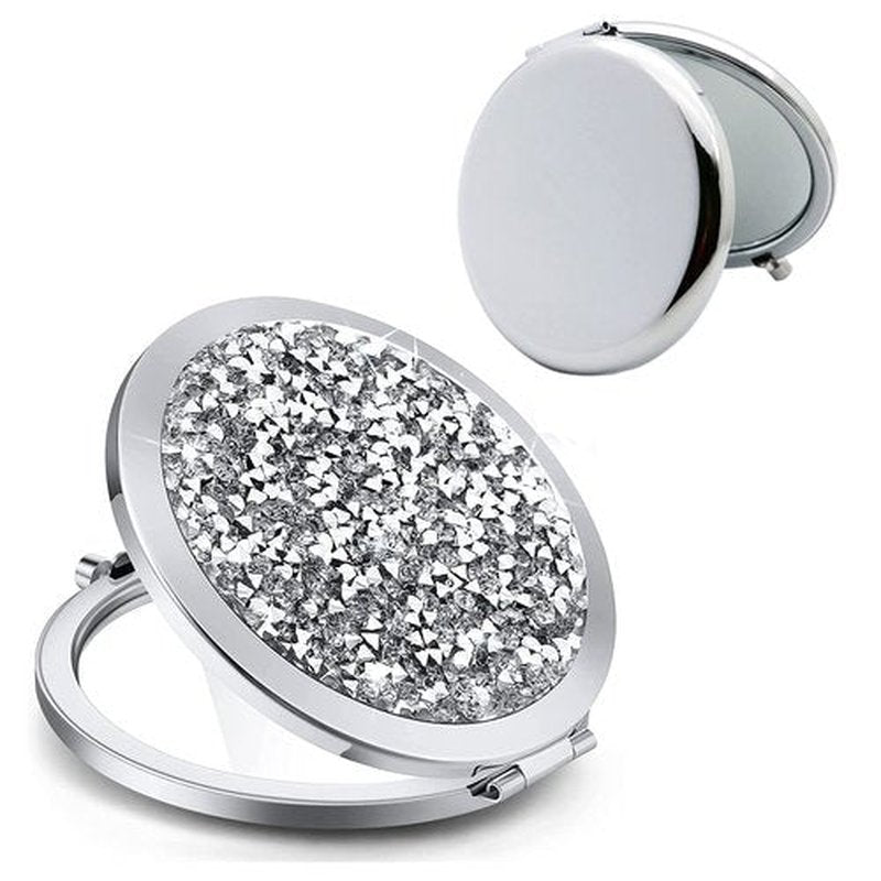 oaiqiy Oaiqiy Compact Mirror, Handheld 2.75 Inch Travel Makeup Mirror, 1X/2X Magnifying Round Pocket Makeup Mirror(Silvery, Silvery Pack