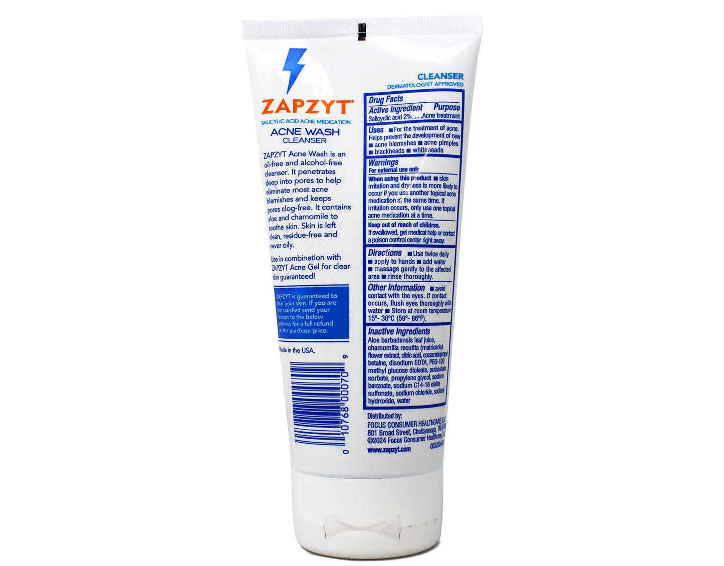 ZAPZYT Acne Wash with Salicylic Acid 6.25 oz (Pack of 3)