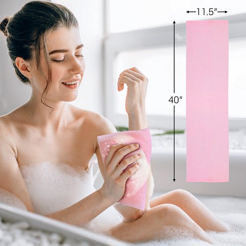 Yiclick Exfoliating African Net Sponge - Exfoliating Body Scrubber Exfoliator, Exfoliating Washcloth Towel, Exfoliate Rags Wash Cloth Loofah Sponge for Body Scrub, Back Scrubber (Blue+Yellow+Pink)