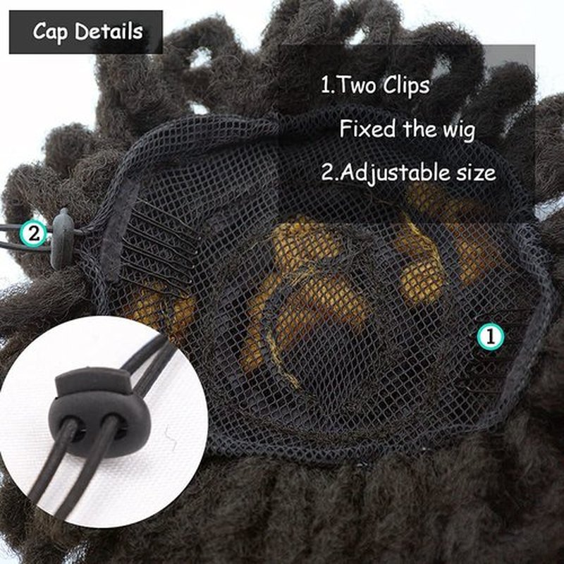 Dreadlocks Bun Afro Puff Drawstring Ponytail Hair Chignon Nu Locs Braids Bun Synthetic Clip in Hair Extensions for Black Women Girls(1B&27#)