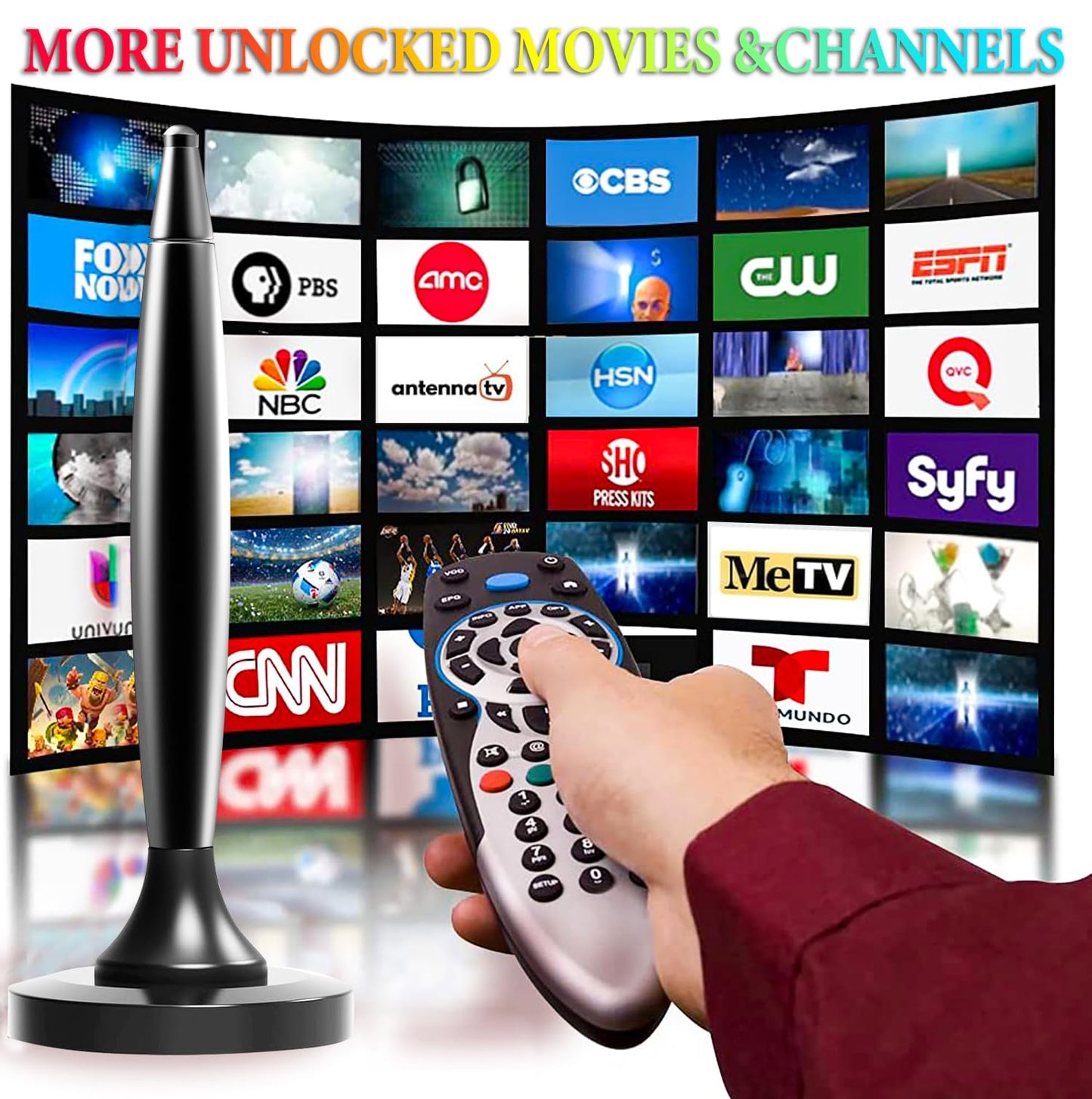 TV Antenna for Smart TV Indoor/Outdoor,Portable ATSC Freeview HDTV Antenna Long Range Reception for Local Channels 4K 8k 1080P, Easy Installation with Strong Magnetic Base All Tvs,14.5ft Coax Cable