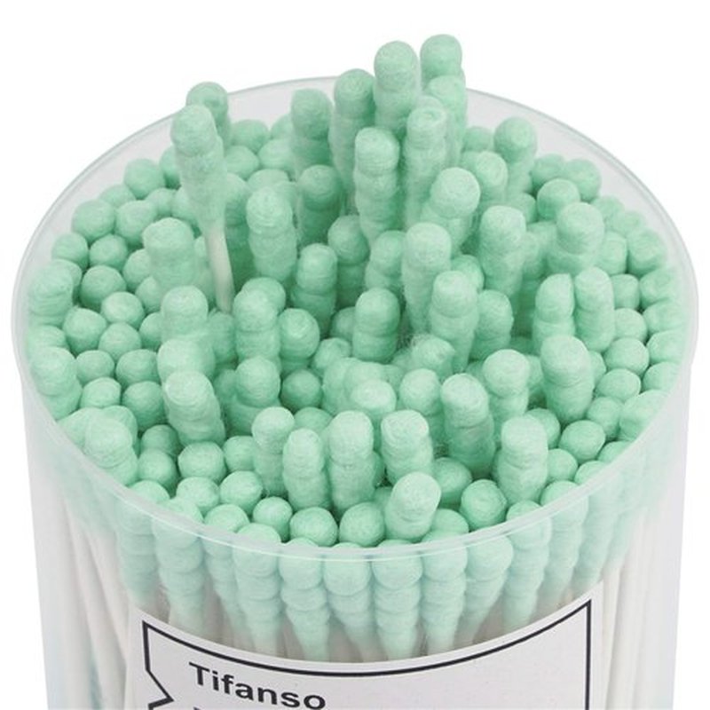 Cotton Swabs, tifanso 200 Count Natural Double Tipped Cotton Bubs, Cruelty-Free Cotton Swabs, Chlorine-Free Hypoallergenic (Green)