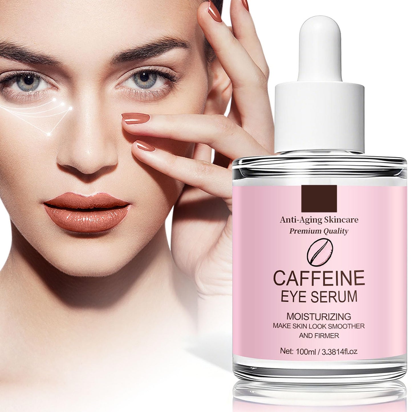 Caffeine Eye Serum with Hyaluronic, Moisturizing Eye Serum for Dark Circles Hydrating Under Eye Serum for Anti-Aging Reduce Fine Lines, Softens & Nourish Skin 100ml