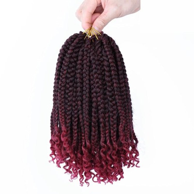 6 Packs Crochet Box Braids Curly Ends 10 Inch Bohemian Box Braids Crochet Hair for Black Women (1B/Bug, 10 Inch)