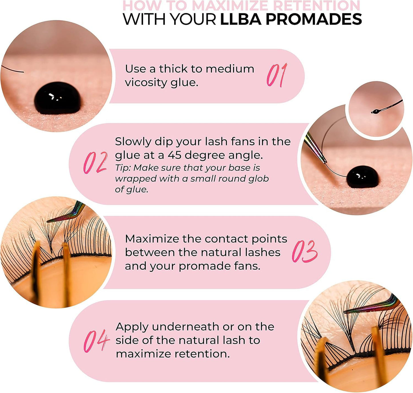 LLBA Promade Mix 1500 Fans | Handmade Volume Eyelashes | Multi Selections From 5D To 12D | C CC D Curl | Thickness 0.03~0.1 mm | 9-18mm Length | Long Lasting | Easy Application 12D 0.03 D 9-14mm