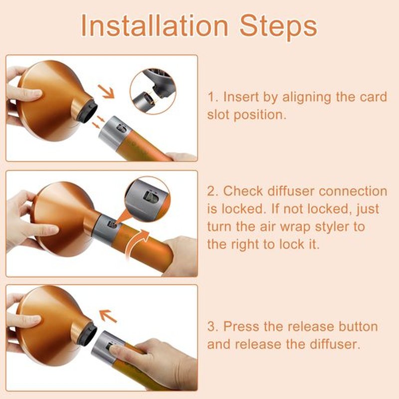 Upgraded Hair Diffuser Attachment for Dyson for Airwrap HS05 HS03 HS01, Hair Dryer Diffuser Nozzle Converting for Curling Iron To Hair Dryer, Gold