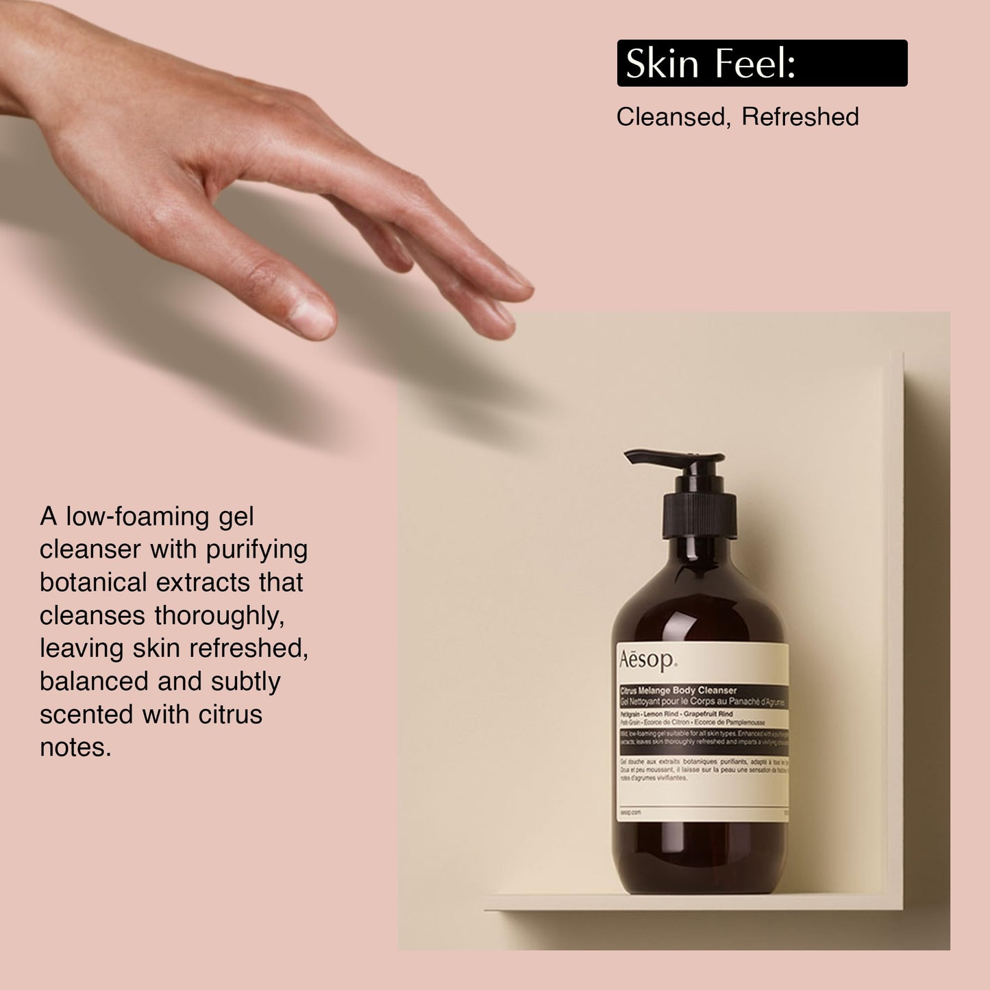 Aesop Citrus Melange Body Cleanser | Low-Foaming Shower Gel with Jasmine and Citrus Essential Oil Blend to Refresh & Hydrate Skin | 500 mL / 16.9 oz