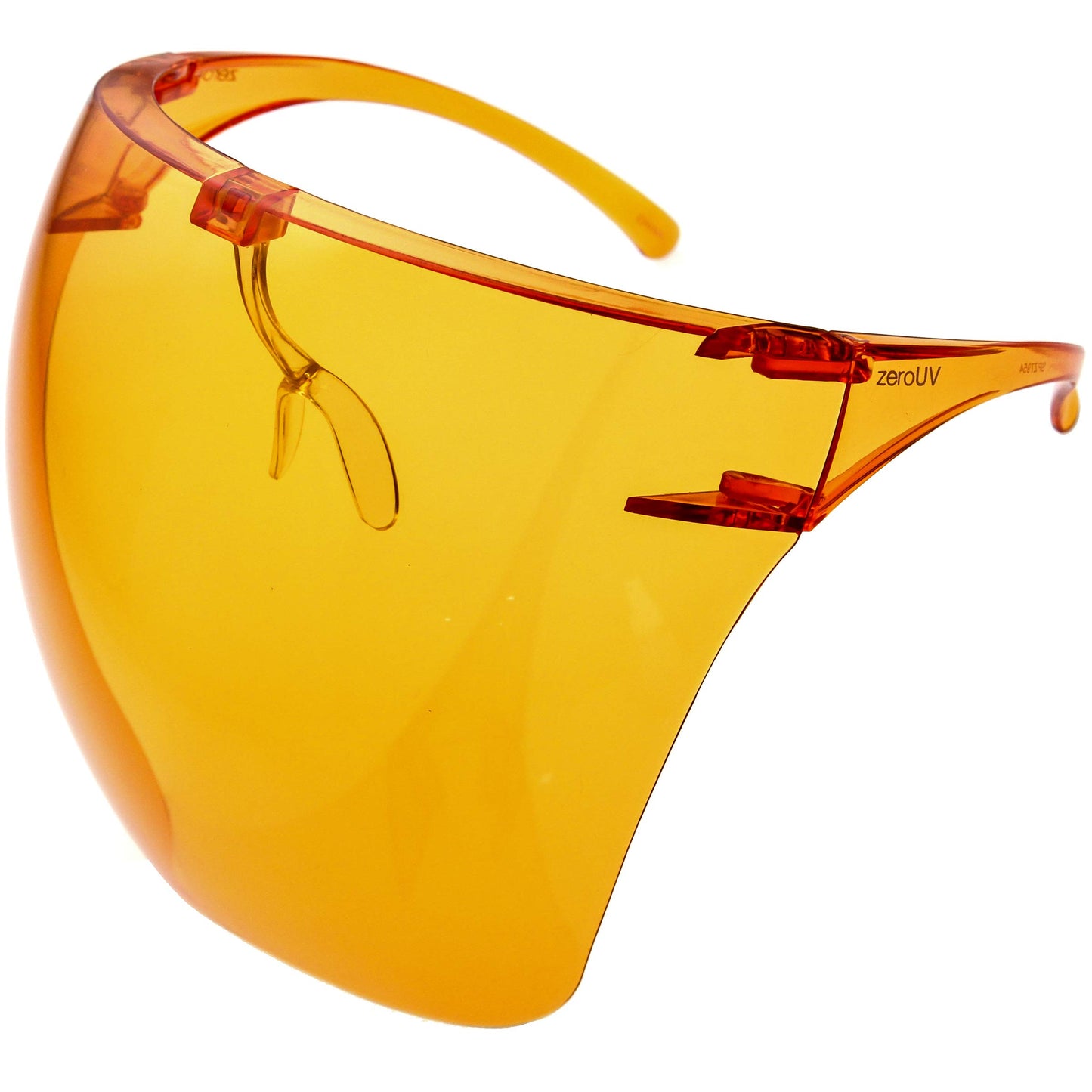 zeroUV - Protective Face Shield Full Cover Visor Glasses/Sunglasses (Anti-Fog/Blue Light Filter) (Dark Orange)