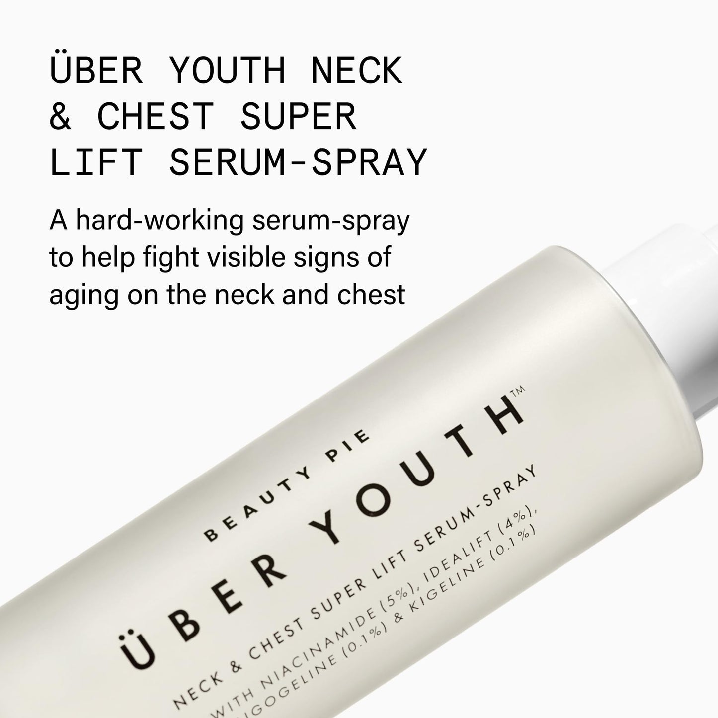 Beauty Pie Über Youth Neck & Chest Tightening Serum Spray | Chest & Neck Firming | Anti Aging Serum | Chest & Neck Tightening And Lifting | Tighten & Lift Skin | Hydrating Elasticity Boost | 3.2fl oz
