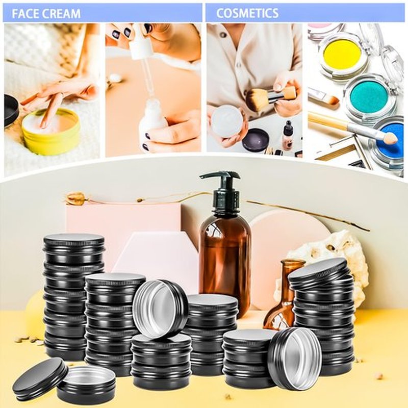 MotBach 16Pack 2oz Tin Jars, 60ml Metal Tin cans, 2Ounce Aluminum tin can jar Containers with Screw Lid for Lotion Bars, Balms, Spices, Salve, Beard Balm, Toiletries, Creams, Samples, Makeup Cosmetic