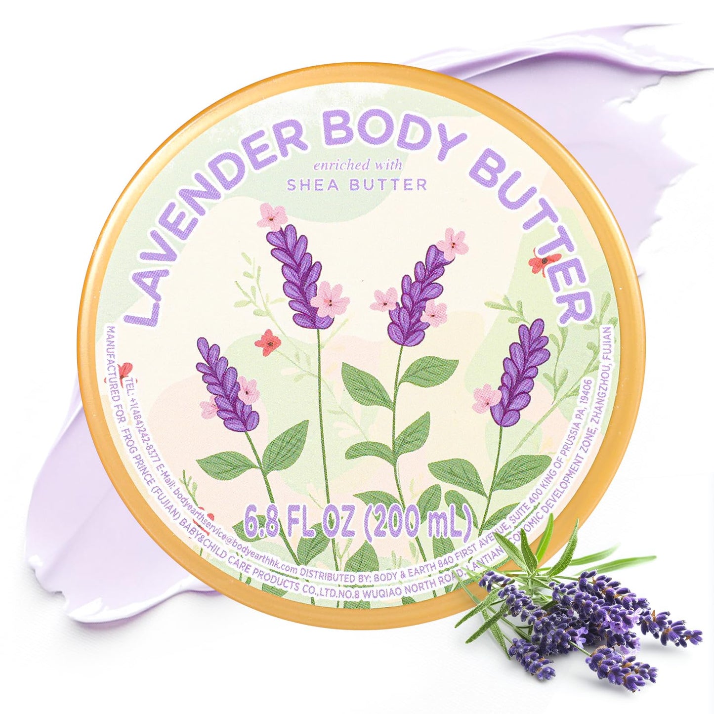 puresoak bath Lavender Body Butter, Natural Shea Body Butter for Dry Skin, Womens and Mens Body Care, Body Care for Deep Moisturizing and Hydrating-3.4 floz+6.8 floz