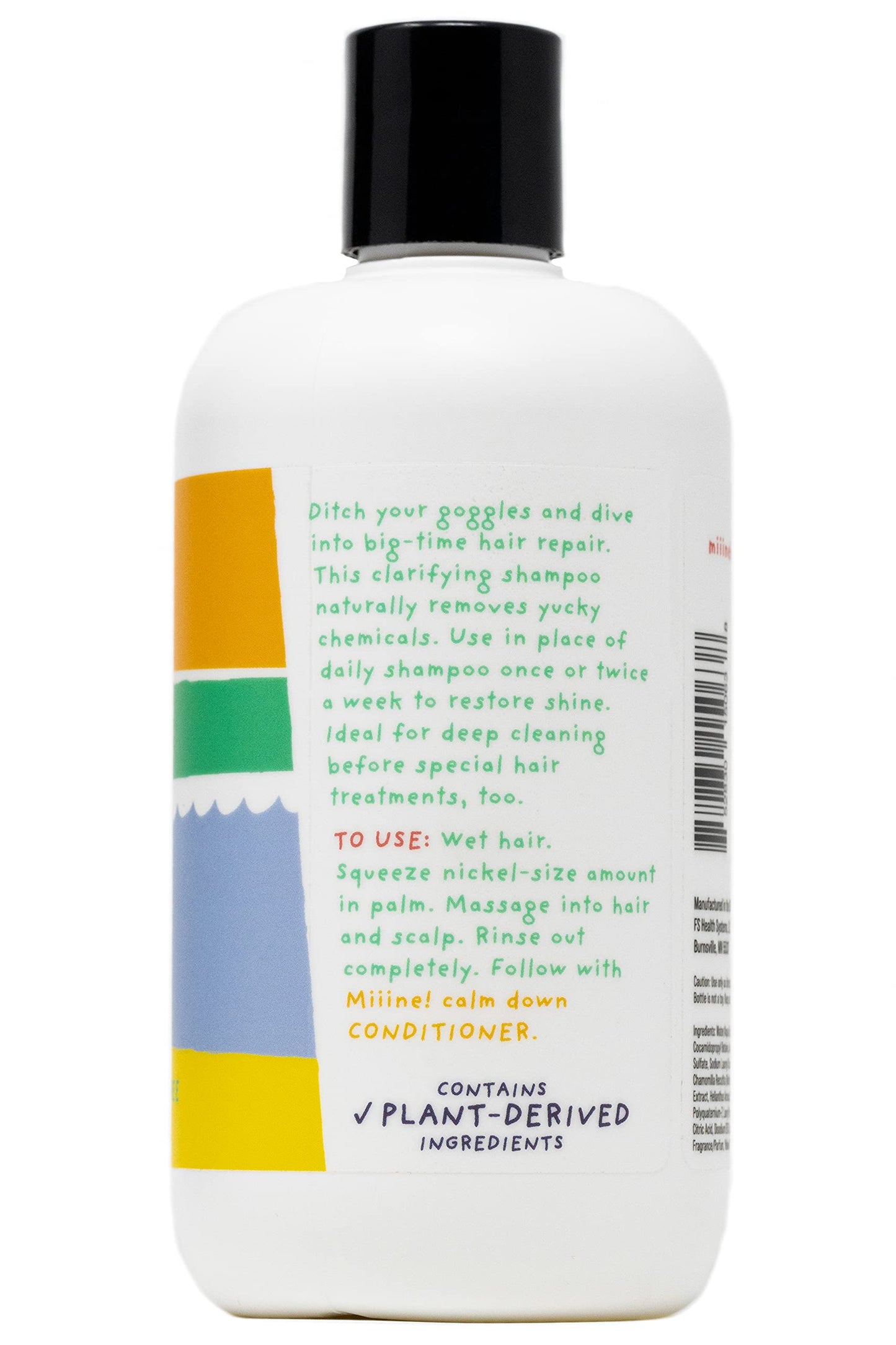 MiiiNE! Goggles Off Swim Shampoo for Kids 12oz - Tear Free Chlorine Shampoo for Pool, Hard Water or Beach - Cruelty Free, Made in USA