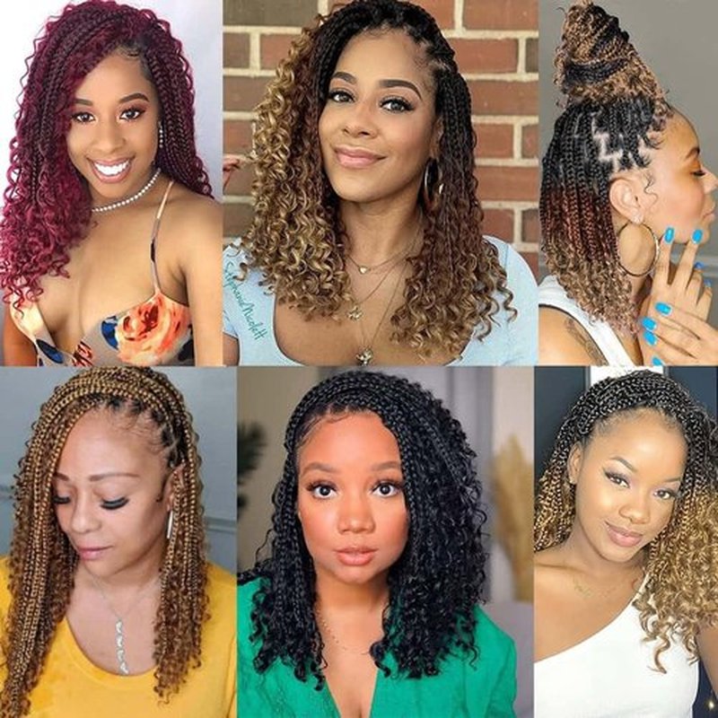 Goddess Box Braids Crochet Hair With Curly Ends 8 Packs-12Inch 1B/27 Crochet Hair for Black Women Bohomian Crochet Box Braids (1b/27, 12inch)